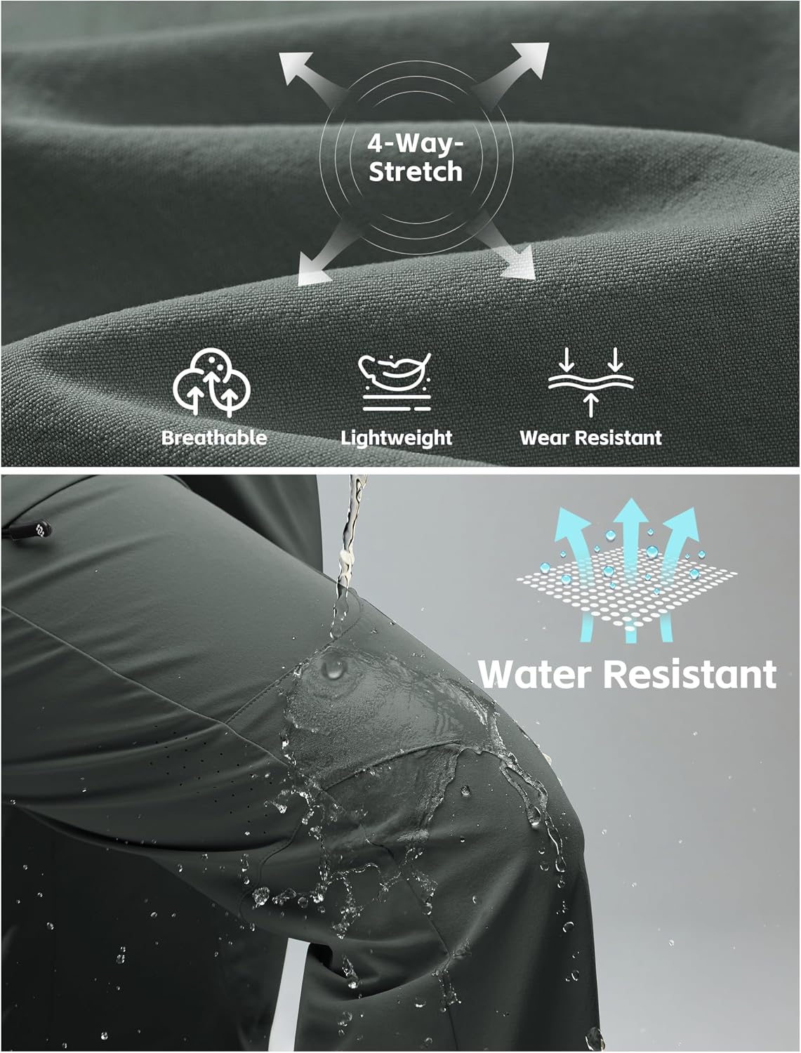 MoFiz Womens Hiking Cargo Pants Waterproof Lightweight with Zipper Pockets