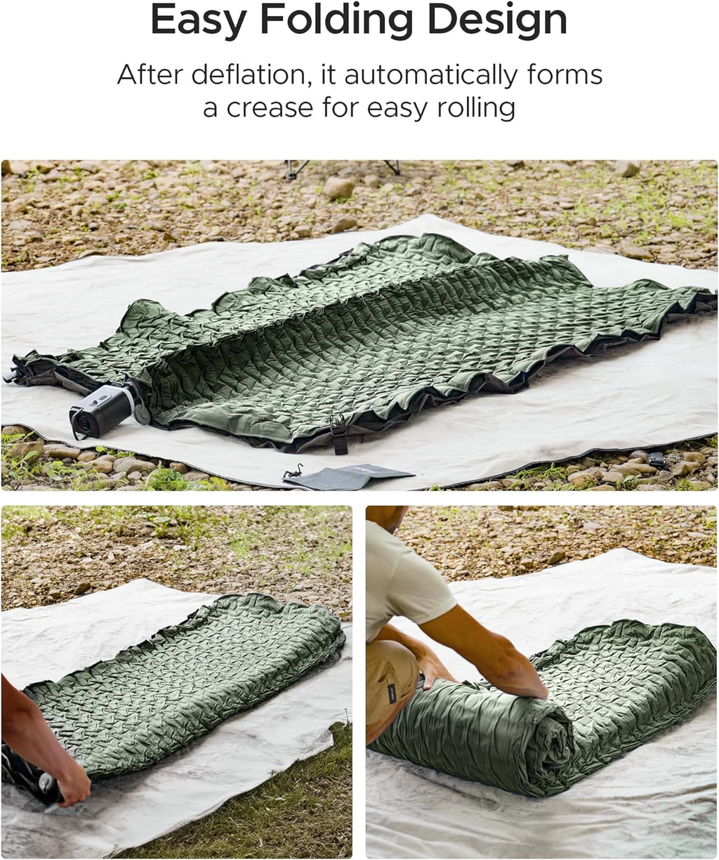 Acacia 4" Thick Self Inflating Sleeping Pad with Foam, Innovative Y-Shaped Telescopic Structure, Ultraportable Camping Air Mattress with Pump Sack, Easy Roll Up Sleep Bed for Travel Tent Car