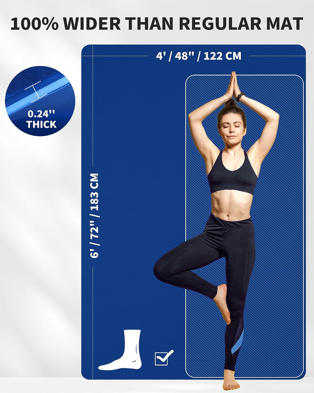 CAMBIVO 72''x48'' Large Yoga Mat, Extra Thick TPE Workout Mat