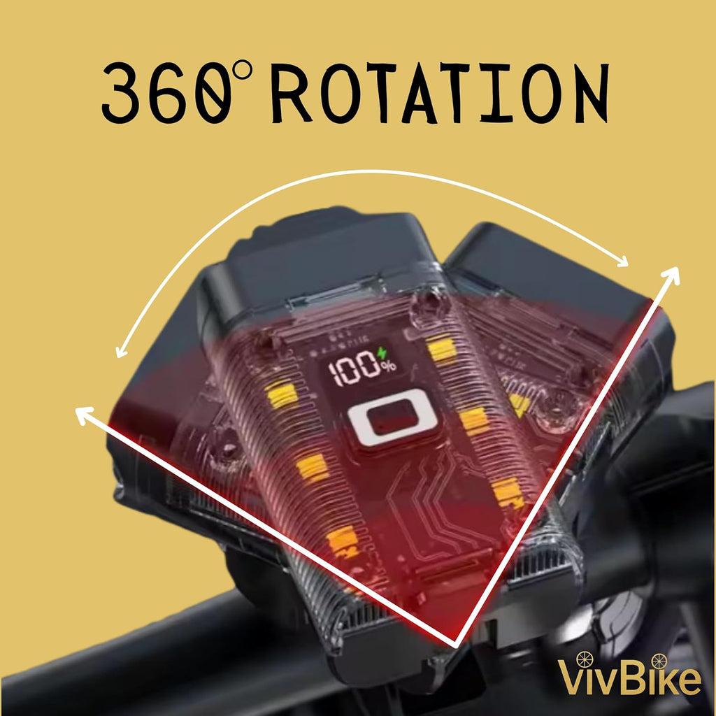 HerTime2 VivBike Rechargeable Bike Light – LED Bicycle Headlight, USB-C Charging, Waterproof, Multiple Lighting Modes