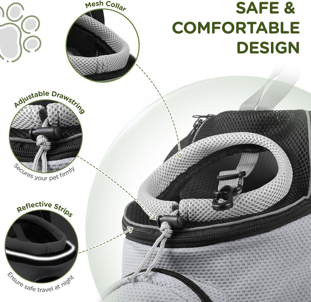BONTHEE Pet Dog Backpack Carrier Small Pet Front Backpack,Ventilated Mesh Dog Travel Back Pack with Sturdy PE Bottom Support, Chest Buckle for Small Dogs & Cats, Outdoor Hiking for Pets Up to 10 lbs