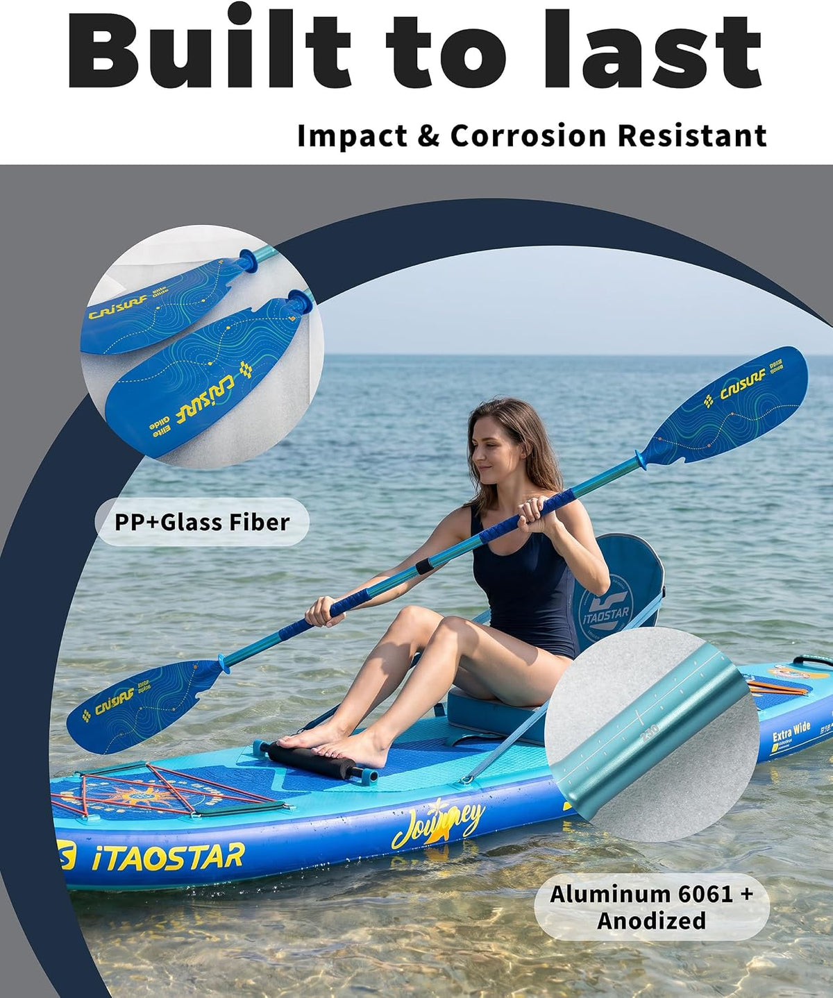 Adjustable Kayak Paddle, Detachable Lightweight Floating Oar with Ergonomic Grip and Drip Guards, Versatile Multi-Section Design for Kayaking and Paddle Boarding