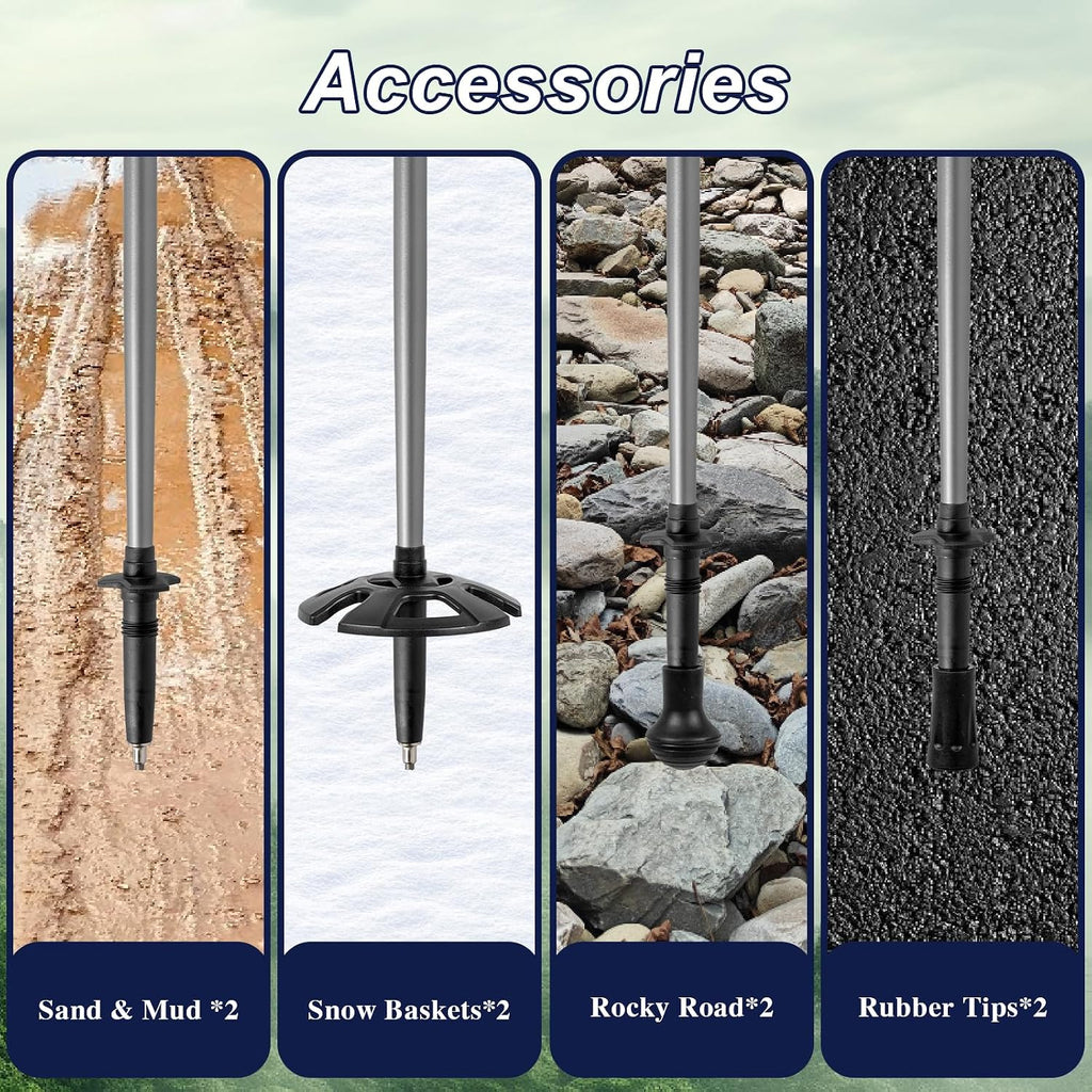 Hiking Poles, Ultra-Light Telescopic Trekking Poles,Portable Walking Sticks with Adjustable Height for Men and Women