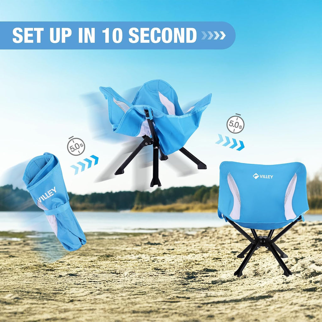 VILLEY 2-Pack Portable Folding Camping Chairs, Lightweight, Blue