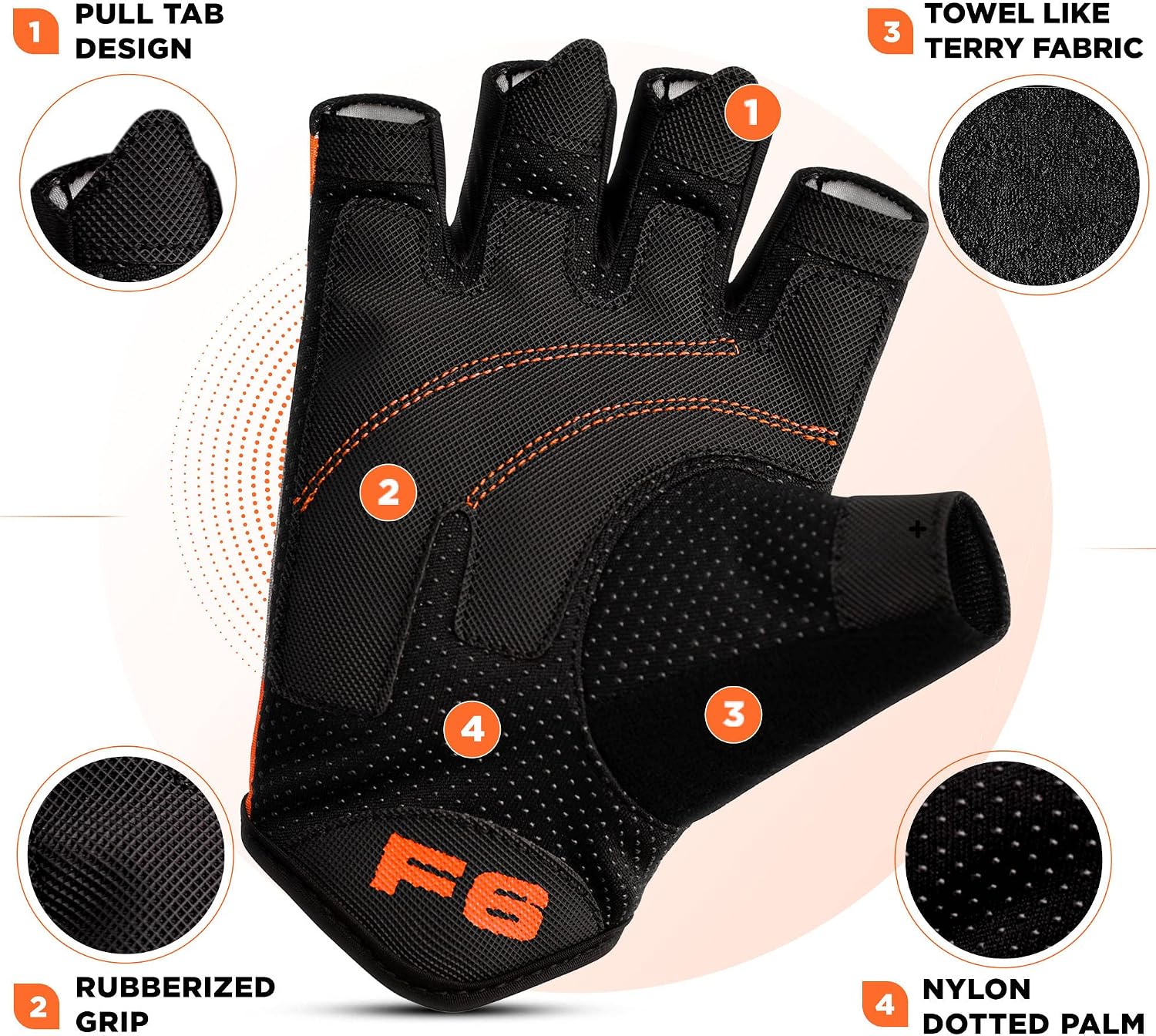 RDX Weight Lifting Gloves Gym Fitness Workout, Anti Slip Padded Palm Elasticated Strength Training Equipment Men Women Half Finger Exercise Bodybuilding Calisthenics Cycling Rowing Climbing