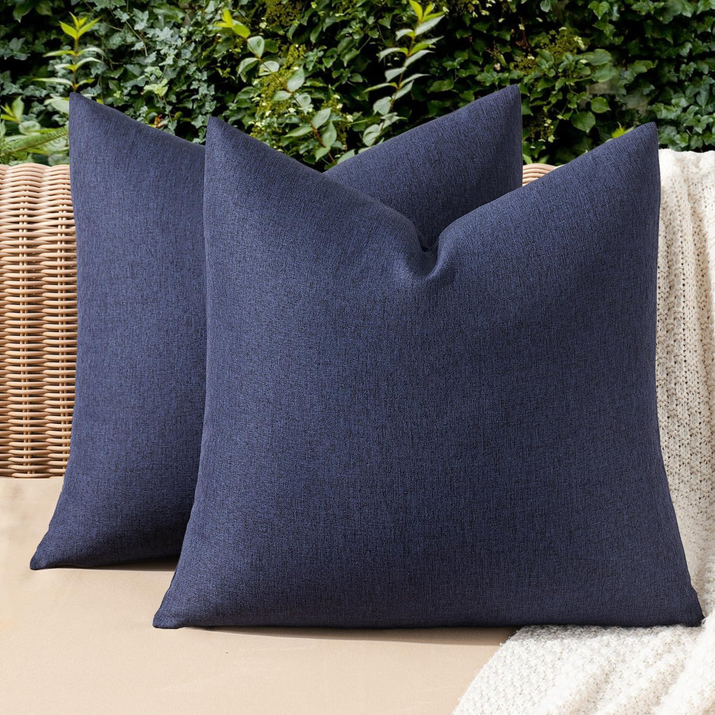 MIULEE Decorative Outdoor Pillow Covers Waterproof 18x18 Navy