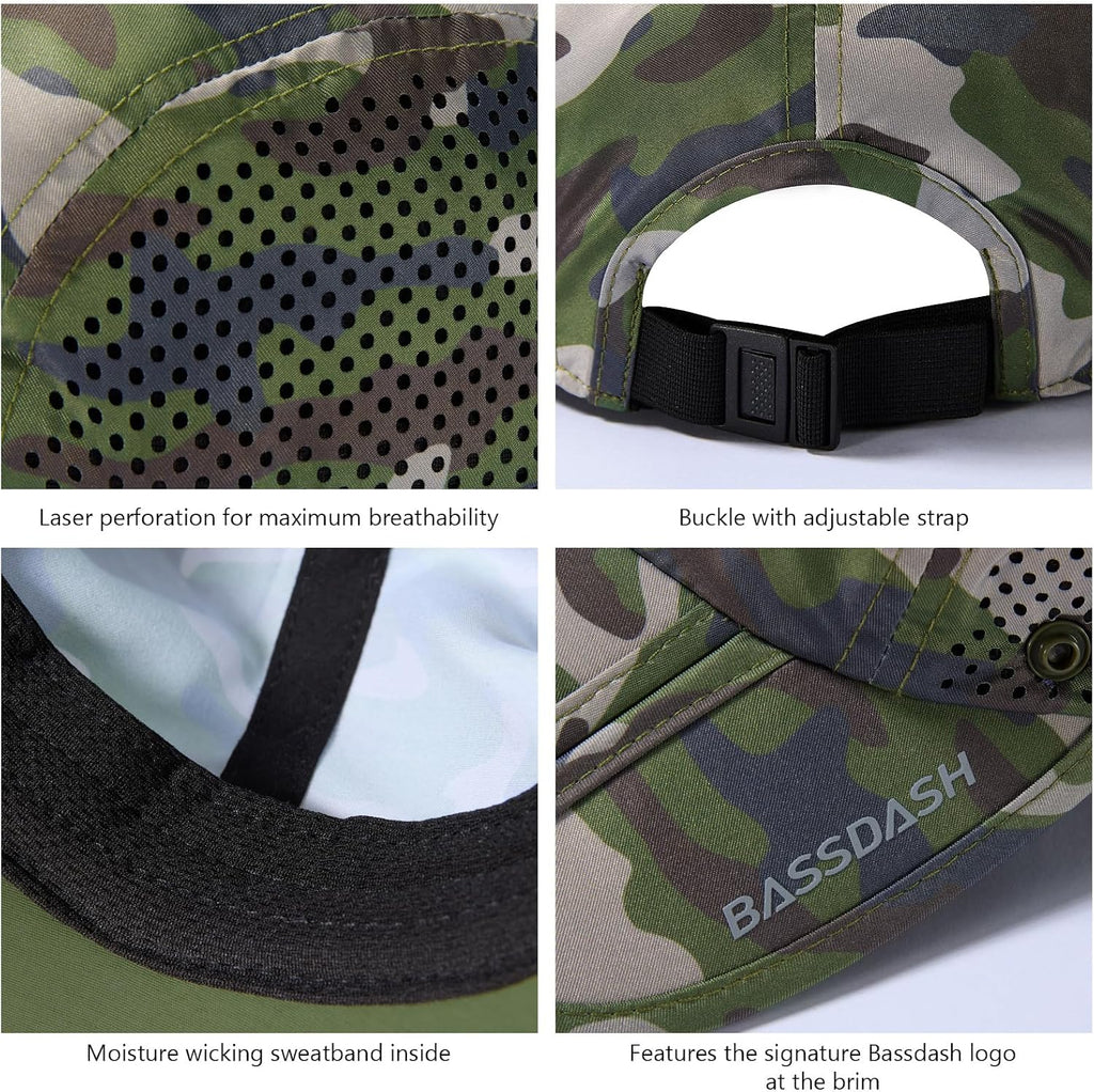 BASSDASH UPF 50+ Fishing Hat, Baseball Cap with Removable Neck Flap