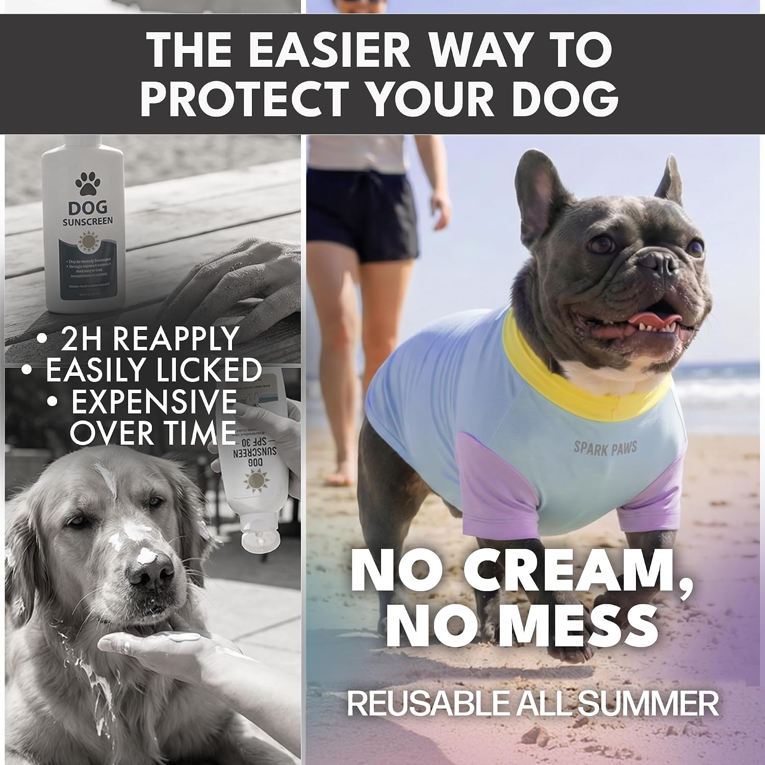 Spark Paws Sunblock Dog T-Shirt, SPF 30 UV Sun Protection, Summer Cooling