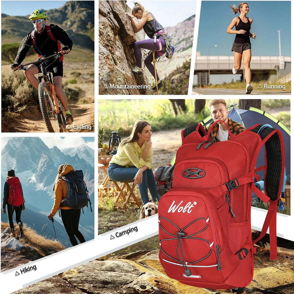 WOLT Hydration Backpack 18L Hiking Water Backpack with 2L Water Bladder for Men Women, Hydration Pack for Running Cycling Biking and Climbing