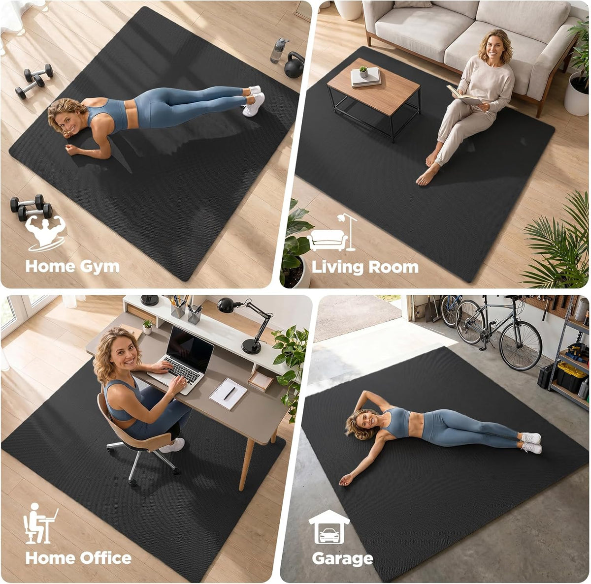 AIRHOP 18 PCS Gym Floor Mat, EVA Foam Puzzle Gym Mat, High-Density Interlocking Foam Floor Tiles for Home Gym, Play Workout Garage Kitchen Flooring 12.6"x12.6"x0.4"