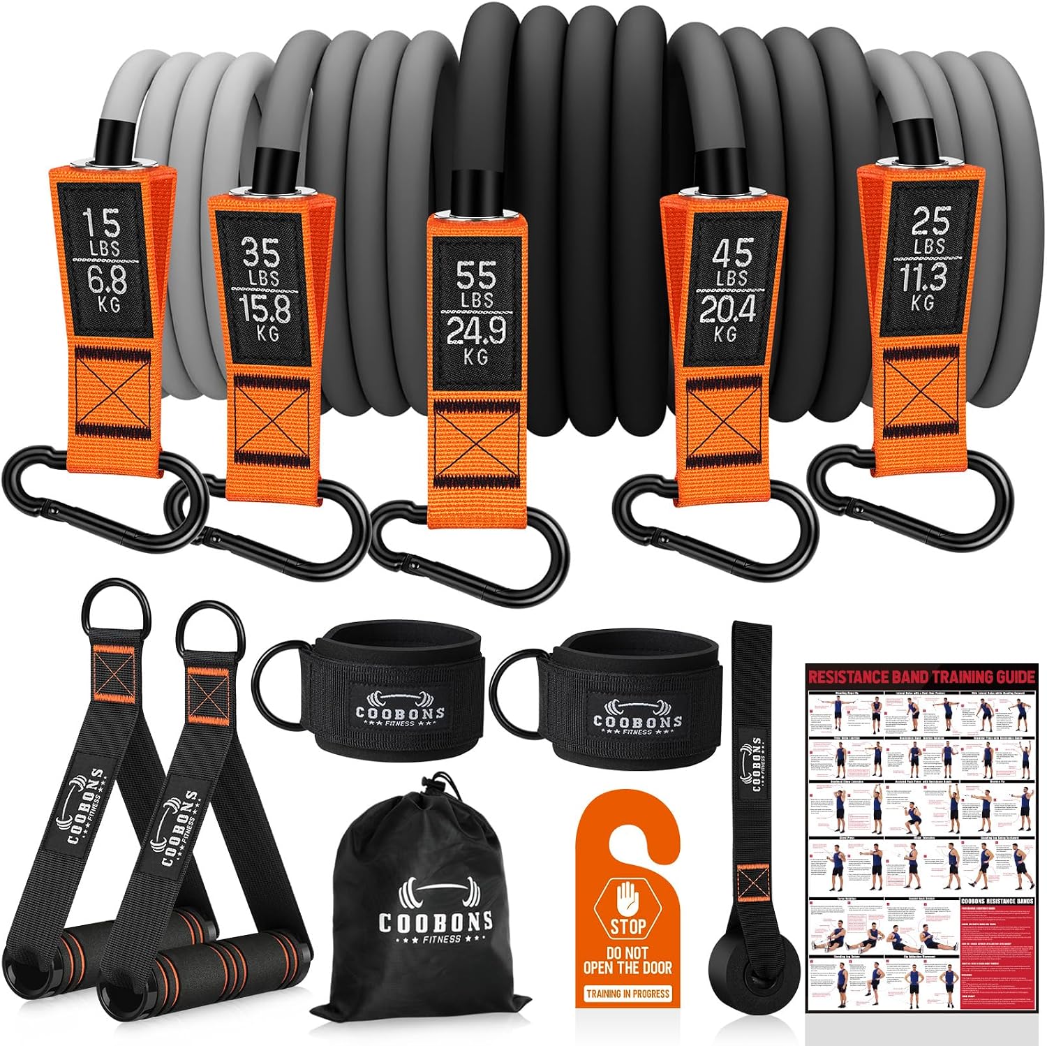 Resistance Bands with Handles, 175lb Exercise Bands for Working Out