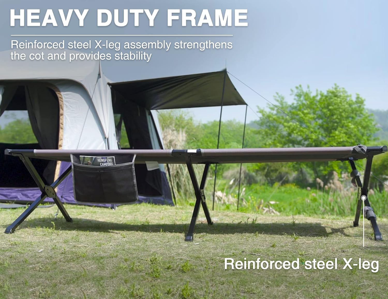EVER ADVANCED Extra Wide Camping Cot for Adults Oversized XXL Sleeping Cots Folding Cot Bed with Carry Bag, 84.3" L x 41.9" W, Support to 550 lbs