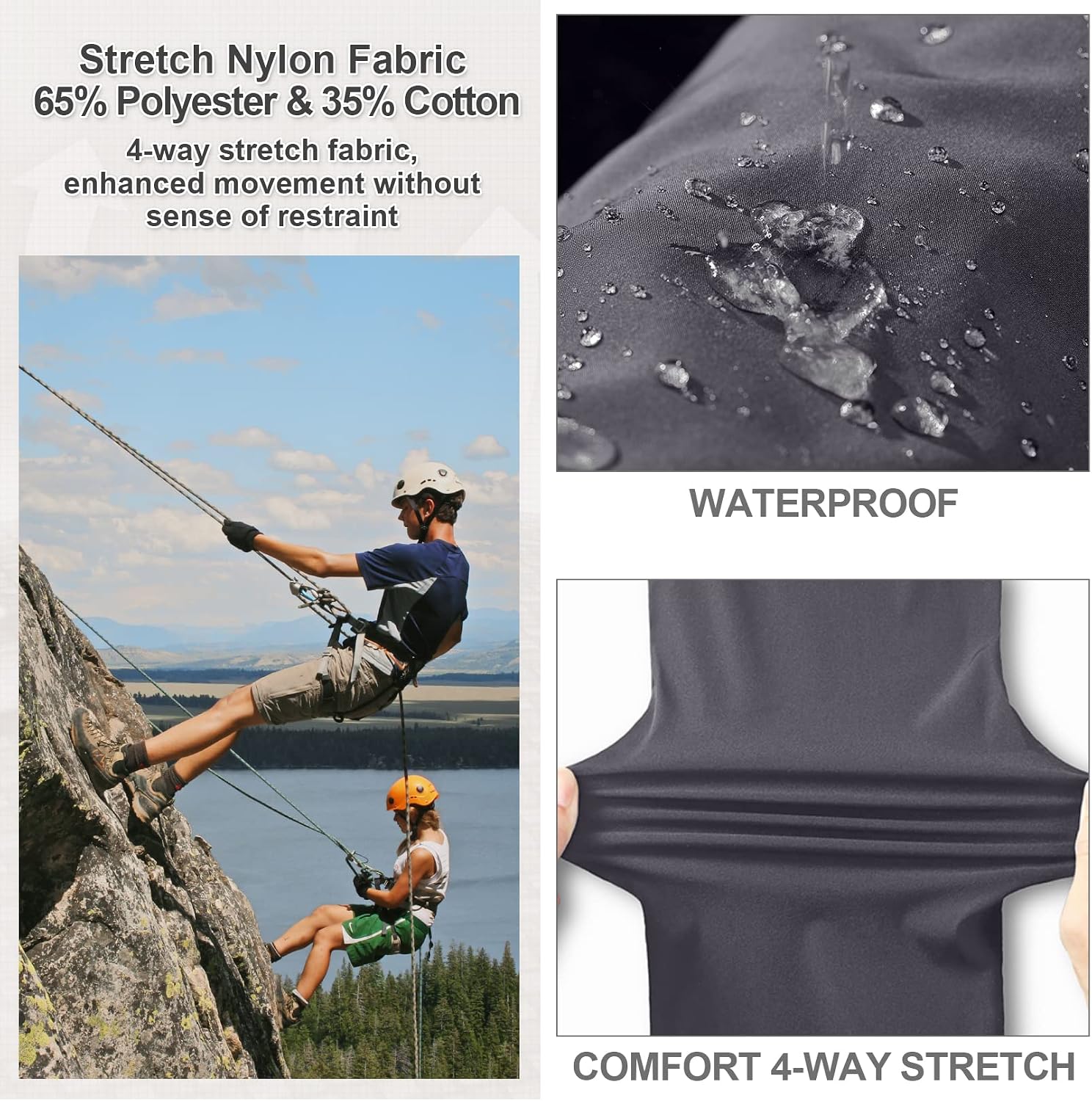 Mens Hiking Pants Convertible Quick Dry Zip Off Fishing Travel Safari Pants