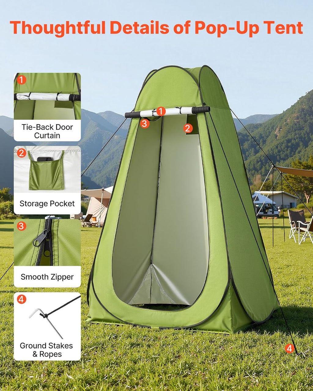 VEVOR Portable Toilet Kit, 330 lbs Load Capacity, Folding Camping Toilet with Pop-Up Privacy Tent, Outdoor Travel Potty for Adults with Carry Bags, Trash Bags, Suitable for RV Travel, Camping, Hiking