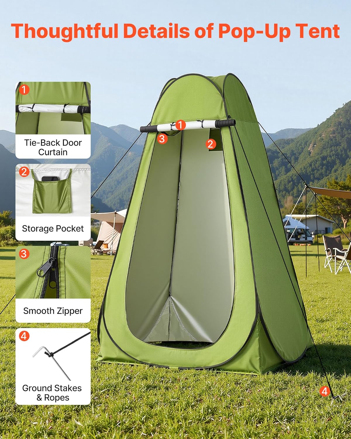 VEVOR Portable Toilet Kit, 330 lbs Load Capacity, Folding Camping Toilet with Pop-Up Privacy Tent, Outdoor Travel Potty for Adults with Carry Bags, Trash Bags, Suitable for RV Travel, Camping, Hiking