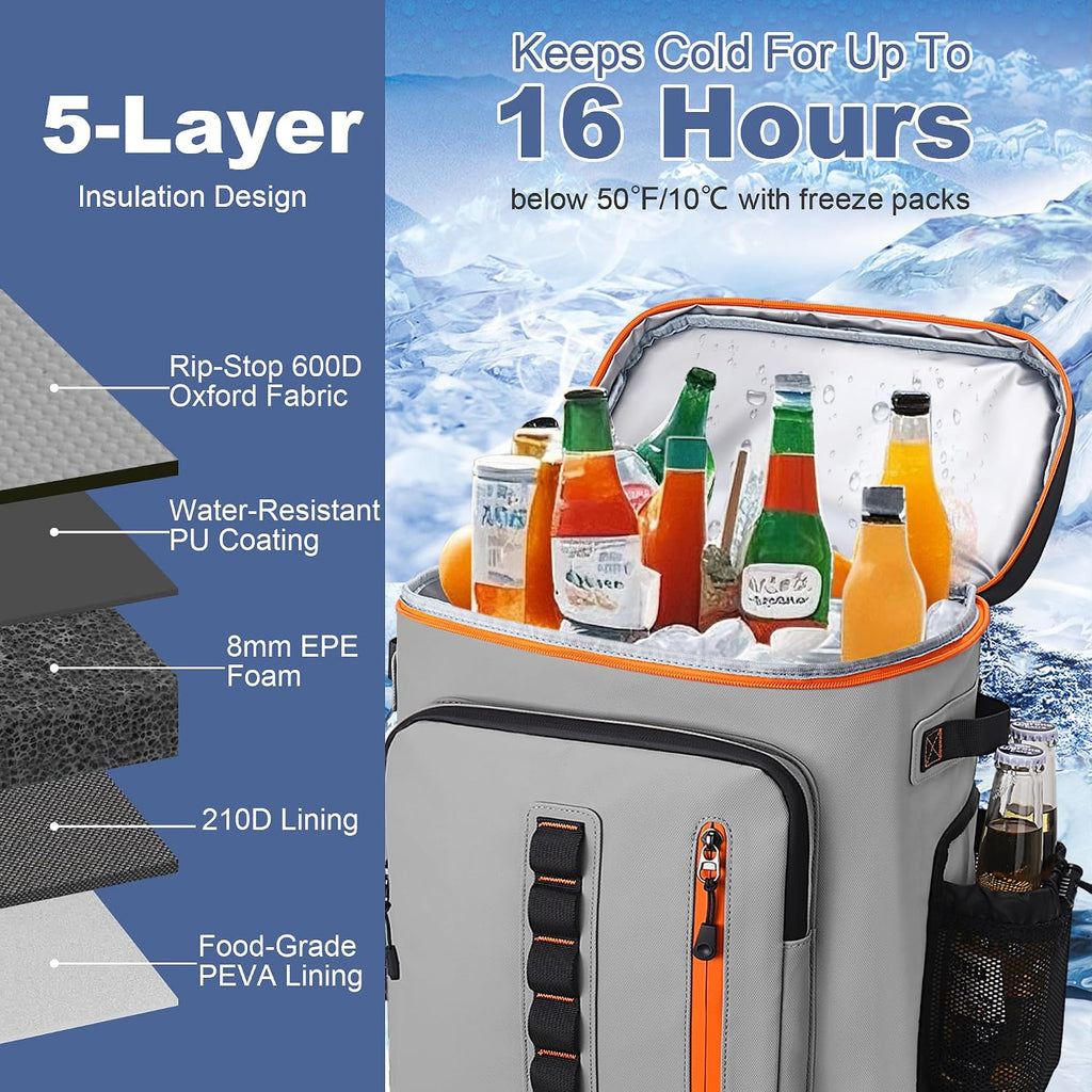 39 Can Insulated Backpack Cooler, Waterproof, Leak Proof