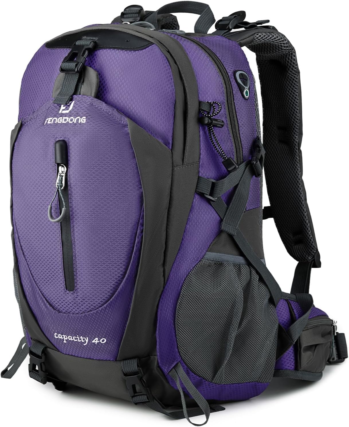 FENGDONG 40L Waterproof Lightweight Hiking,Camping,Travel Backpack for Men Women Purple