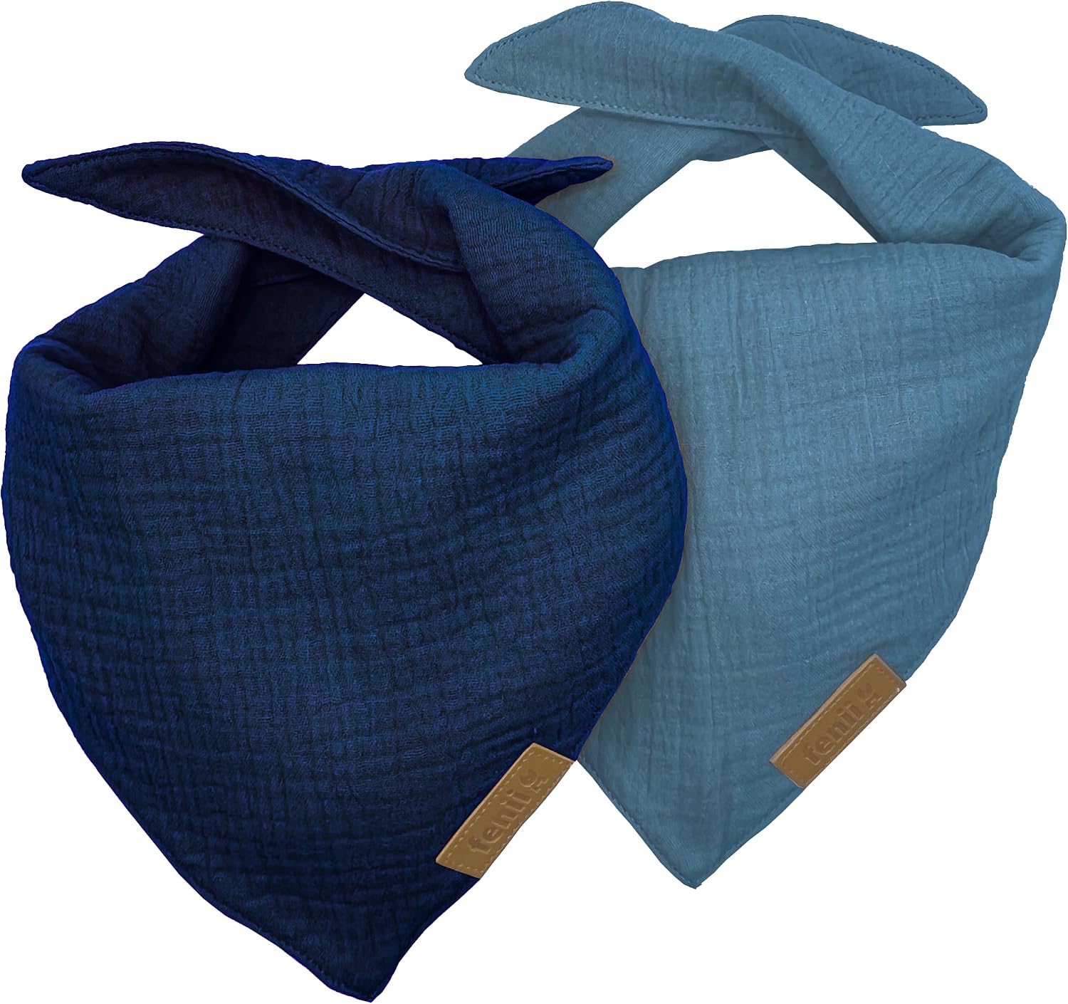 Premium Cotton Dog Bandanas - 2 Pack - Adjustable Fit - Washable - for Small, Medium & Large Breeds - Girl & Boy Dog Accessories - Multiple Sizes (Midnight Blue & Slate Blue, Large)