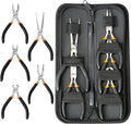 SOONAN 5 Pieces Mini Pliers, Long Lasting Tool Set Cable Cutters – Long Needle Nose, Long Nose, Nipper Bent Nose, End Cutting, Diagonal Cutting, Precision Pliers Set