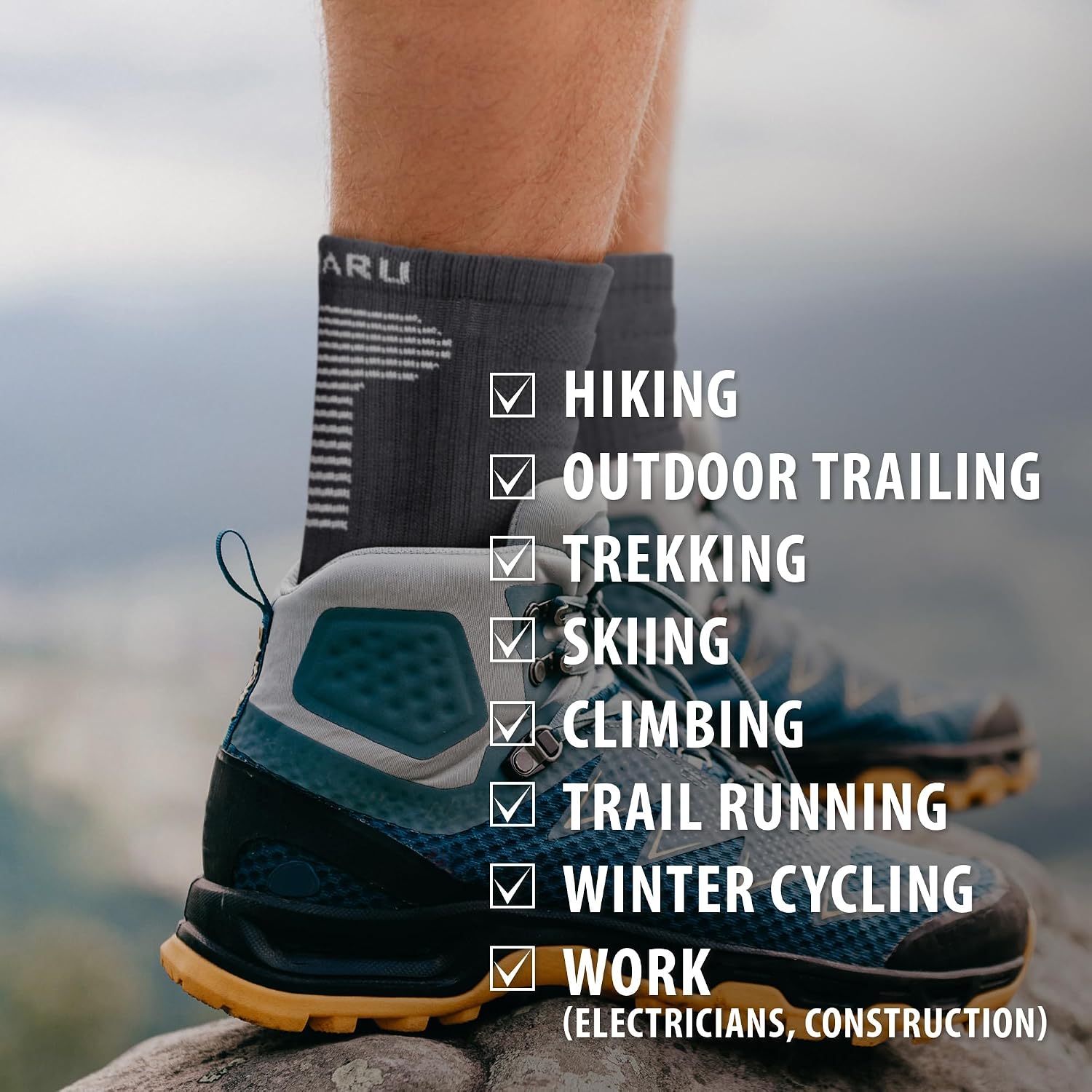 MIRMARU 3 Pairs Seamless Toe Hiking Outdoor Trail Running Trekking Moisture Wicking Cushion Crew Athletic Socks