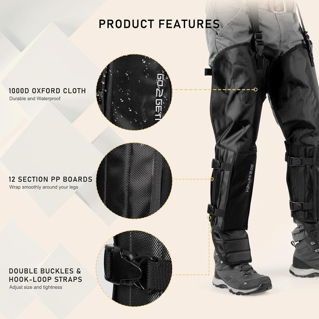 G2 GO2GETHER Snake Gaiter, Durable Snake Guard Gaiters for Hunting, Waterproof Snake Legging Chap for Men and Women,Snake Bite Protection Gaiter for Whole Leg with Adjustable Size