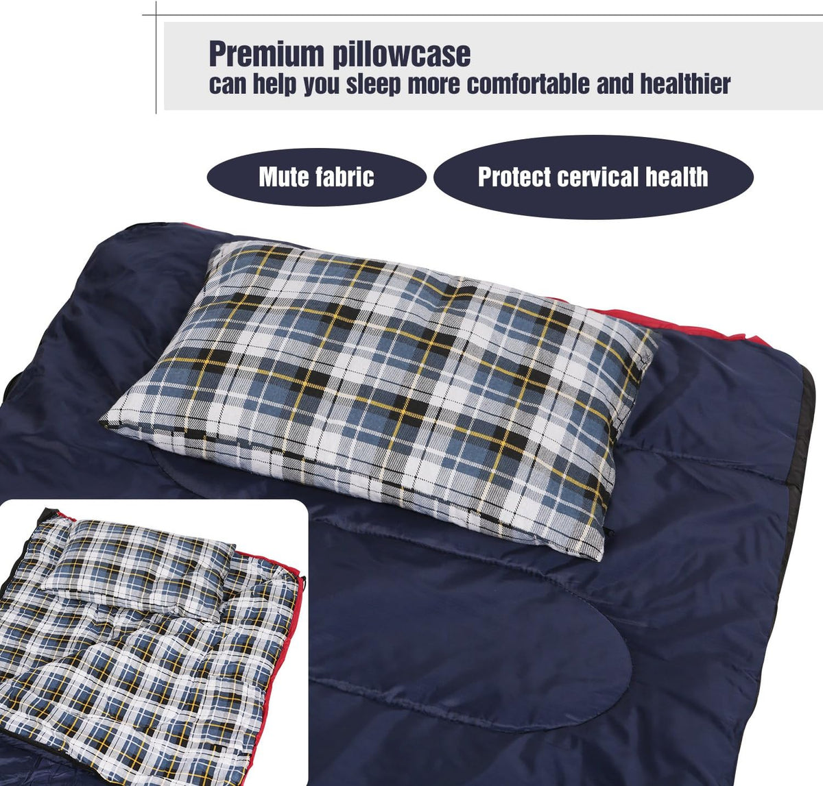 REDCAMP 2PCS Small Camping Pillow for Sleeping, Travel Pillow, Blue