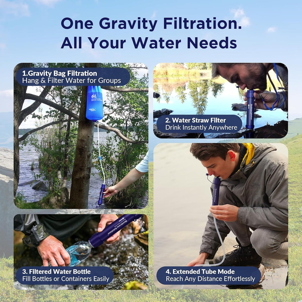 Membrane Solutions 6L Gravity Water Filter Pro for Group Camping