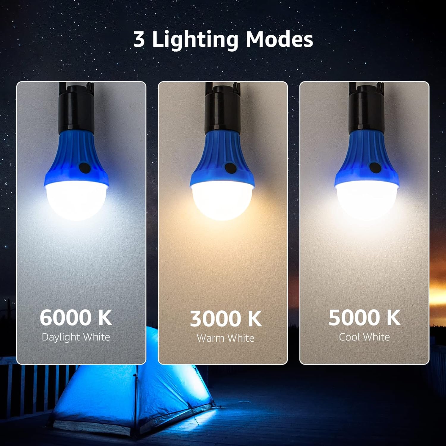 Lepro LED Camping Lantern with 3 Light Modes, Batteries Included, 4 Packs | Hanging Tent Light, Camping Essentials, Portable Lantern Flashlight for Camping, Emergency Light, Power Outages