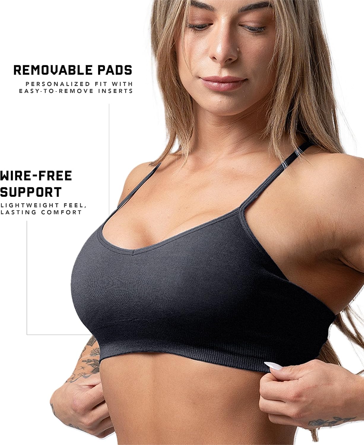 Gymreapers Seamless Sports Bra for Women - Wireless Compression Padded Supportive Bras for Gym, Yoga, & Fitness