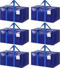 6 Pack Extra Heavy Duty Large Moving Bags with Strong Zipper, Blue