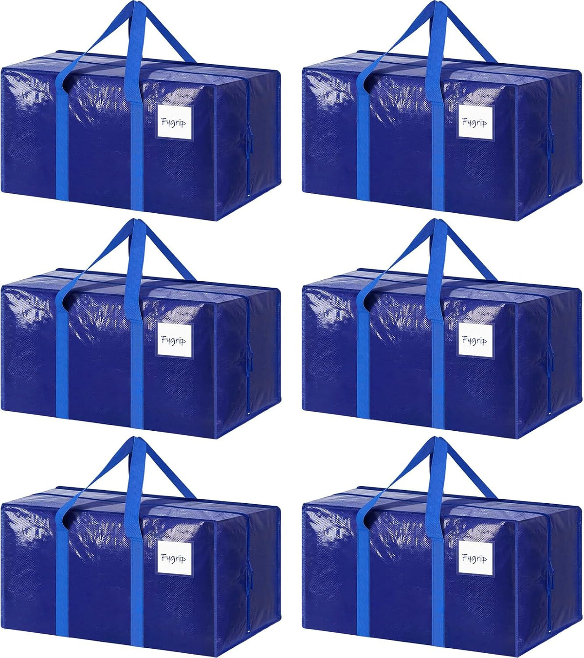 6 Pack Extra Heavy Duty Large Moving Bags with Strong Zipper, Blue