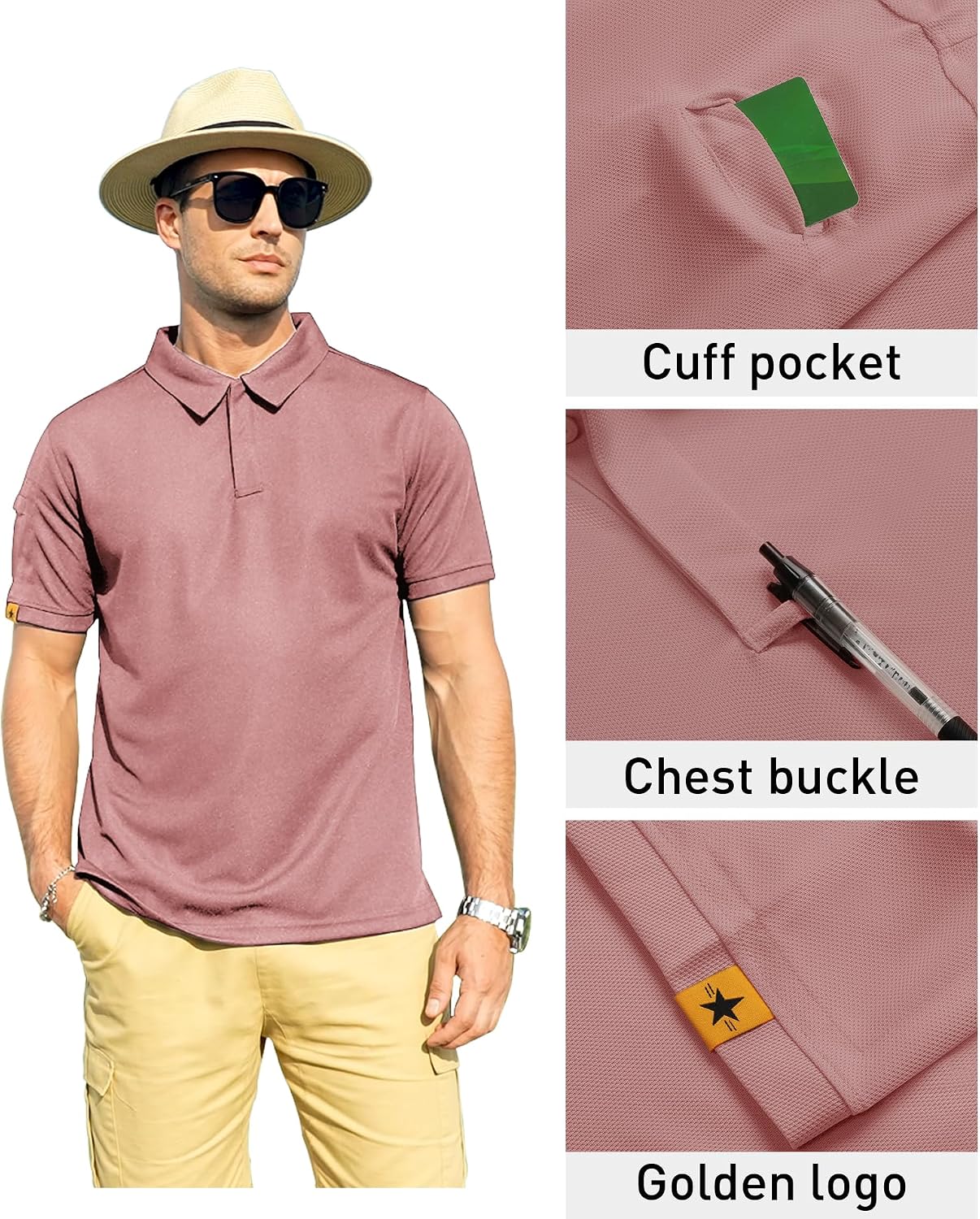 ZITY Mens Polo Shirt Short Sleeve Moisture Wicking Athletic Golf Polos