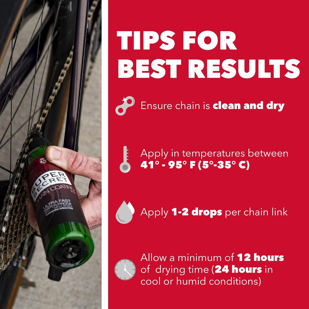 SILCA Super Secret Bike Chain Lube - Liquid Chain Wax to Clean, Smooth & Silence - Ultra Fast Bike Lube - Special Formula for Friction Reduction & Improved Wattage Output in All Weather
