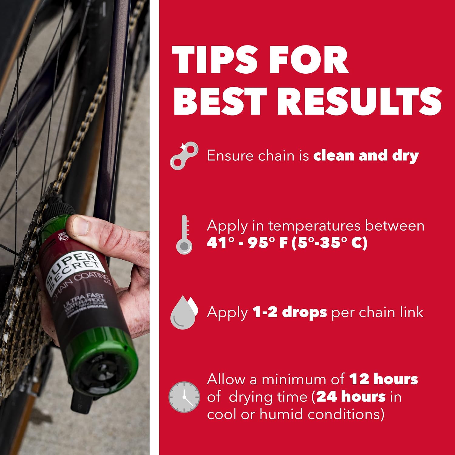 SILCA Super Secret Bike Chain Lube - Liquid Chain Wax to Clean, Smooth & Silence - Ultra Fast Bike Lube - Special Formula for Friction Reduction & Improved Wattage Output in All Weather