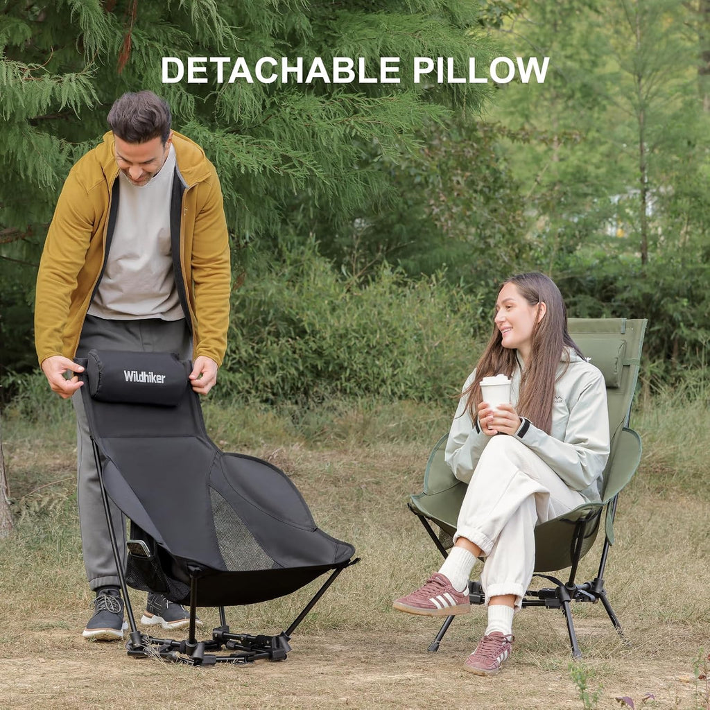Wildhiker HuggleMode High Back Folding Camping Chair, 2 Seat Heights -Green