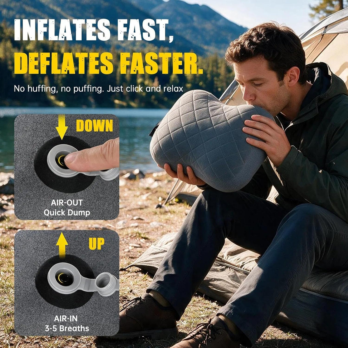 MIKKUPPA Inflatable Camping Pillow - Ultralight Blow Up Travel Pillow
