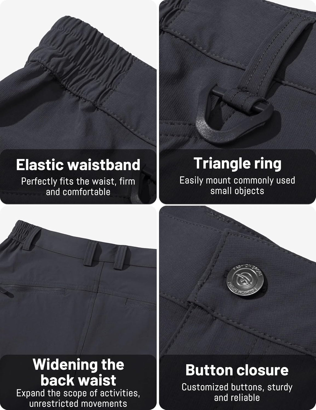 TACVASEN Men's Lightweight Hiking Tactical Pants Waterproof Quick Dry Cargo Work Rain Outdoor Pants 8 Pockets