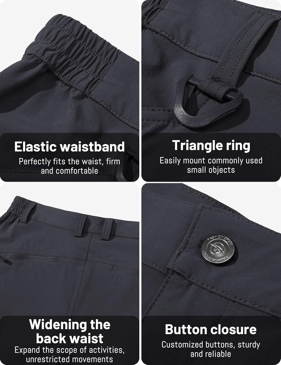 TACVASEN Men's Lightweight Hiking Tactical Pants Waterproof Quick Dry Cargo Work Rain Outdoor Pants 8 Pockets