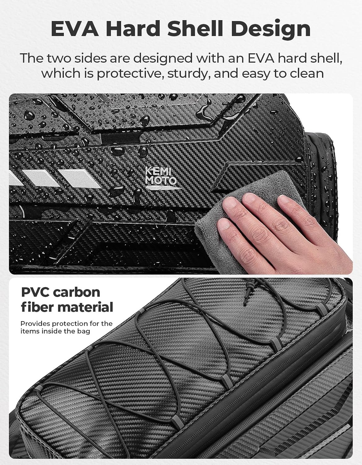 KEMIMOTO Ebike Rear Bike Rack Bags 40L, EVA Hard Shell Bag