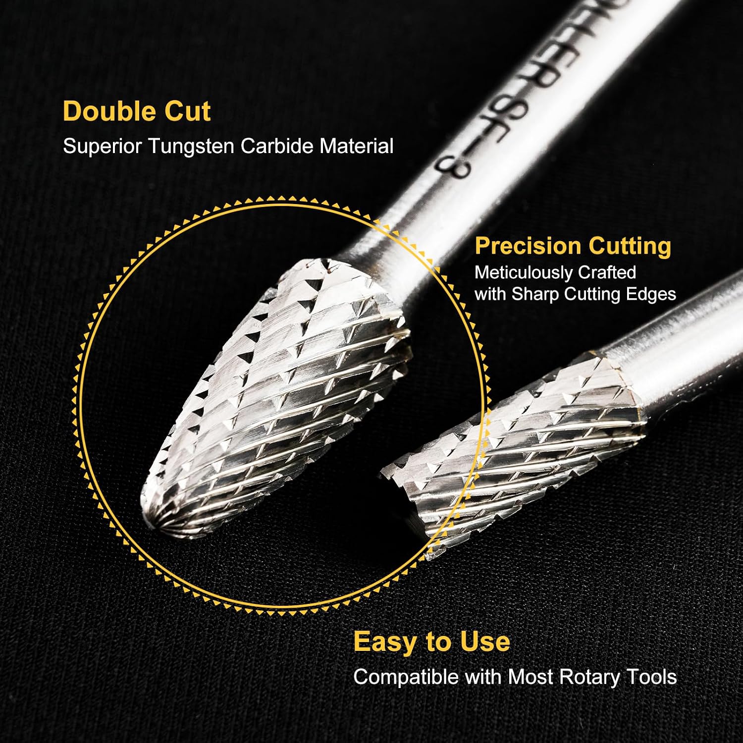 CaRoller Carbide Burr Set,1/4" Shank,10PC Double Cut Die Grinder RotaryTool