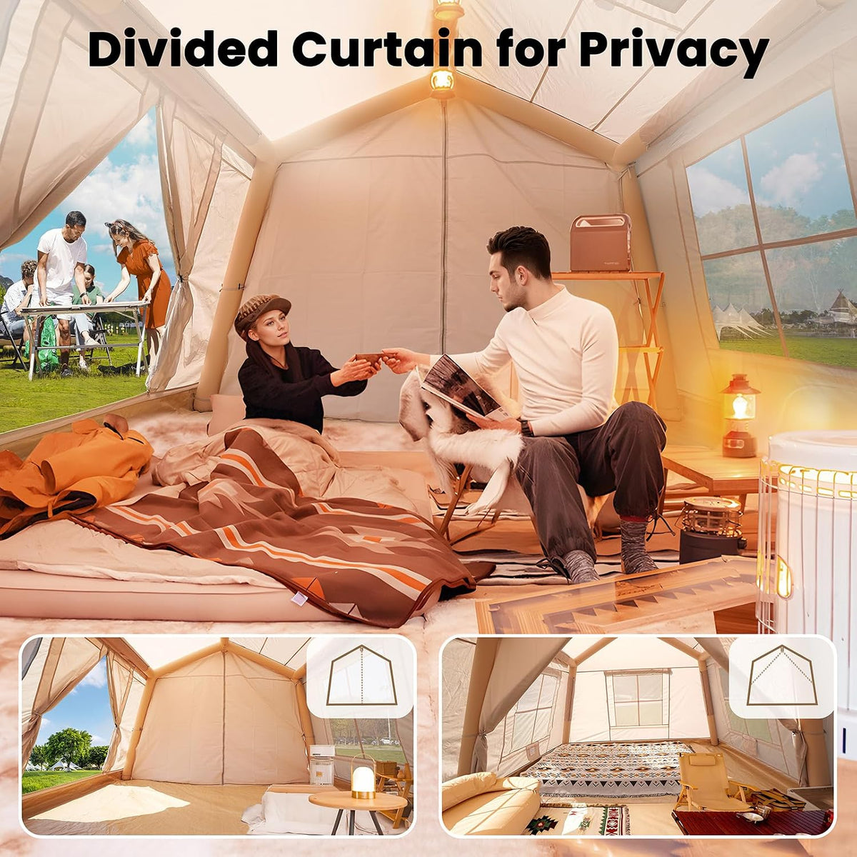Inflatable Tents for Camping, Blow Up Tent with Stove Jack, Ytaoeo Hot Tent