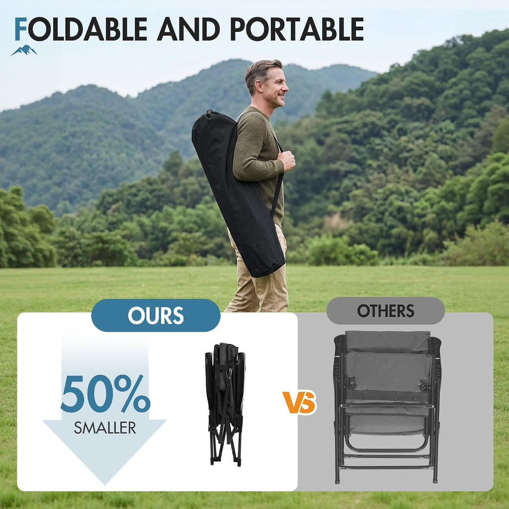Portal Reclining Camping Chair High Back, 3-Position Hard Armrests, 350 lbs