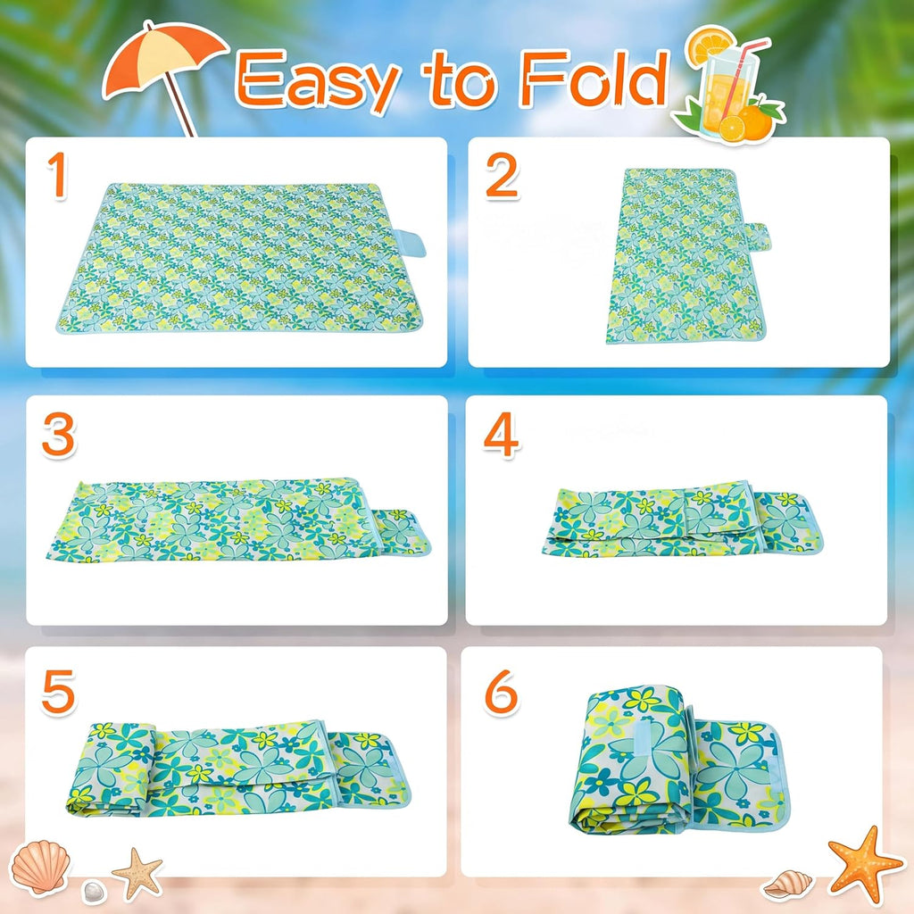 Shellwei 6 Pcs Picnic Blankets Waterproof Sandproof, 80 x 60 Inch