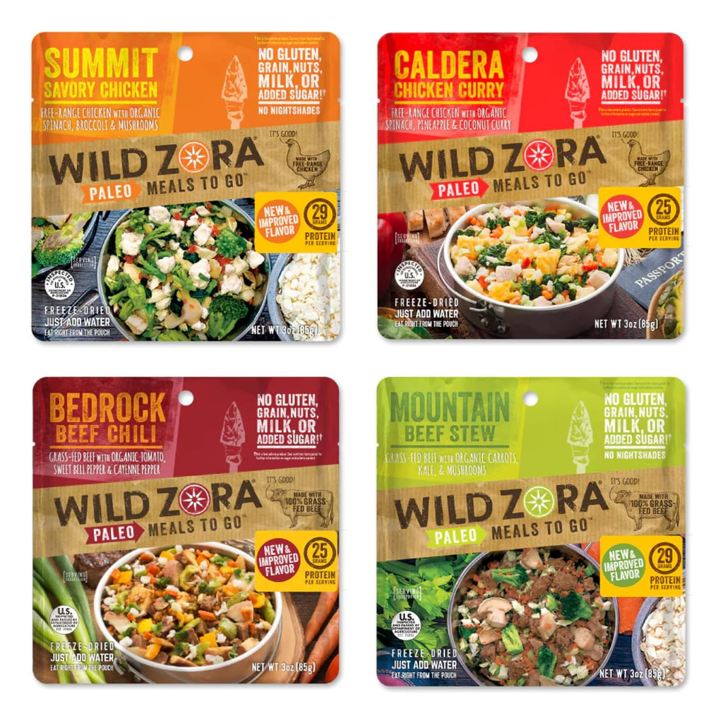 Wild Zora Paleo Freeze Dried Meals for Backpacking & Camping - Healthy Gluten Free & Grain Free Camping Meals/Backpacking Food + No Added Sugar - Great for Travel (Cliffside Coconut Berry 2-Pack)