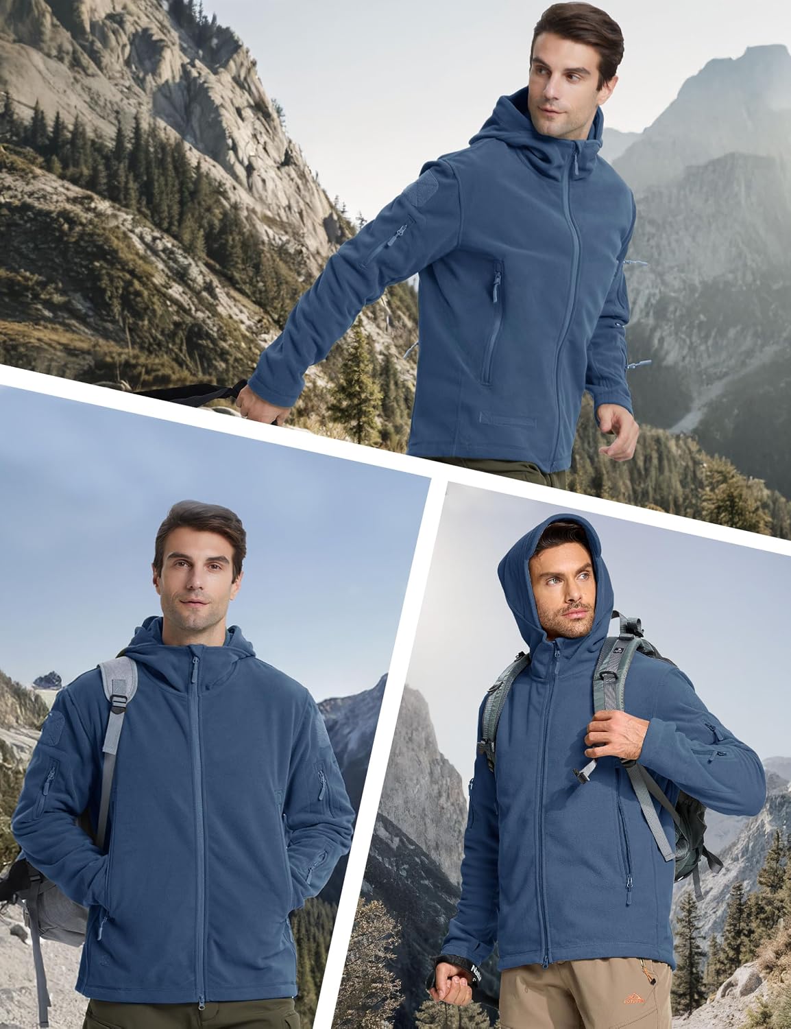 CRYSULLY Men's Military Tactical Sport Warm Fleece Hooded Outdoor Adventure Jacket Coats