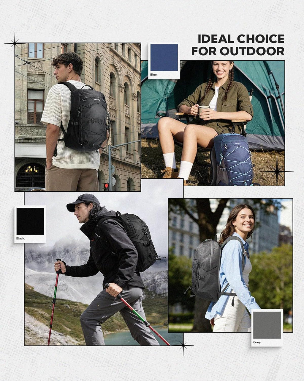 WATERFLY Hiking Backpack 20L, Lightweight Outdoor Daypack Water Resistant