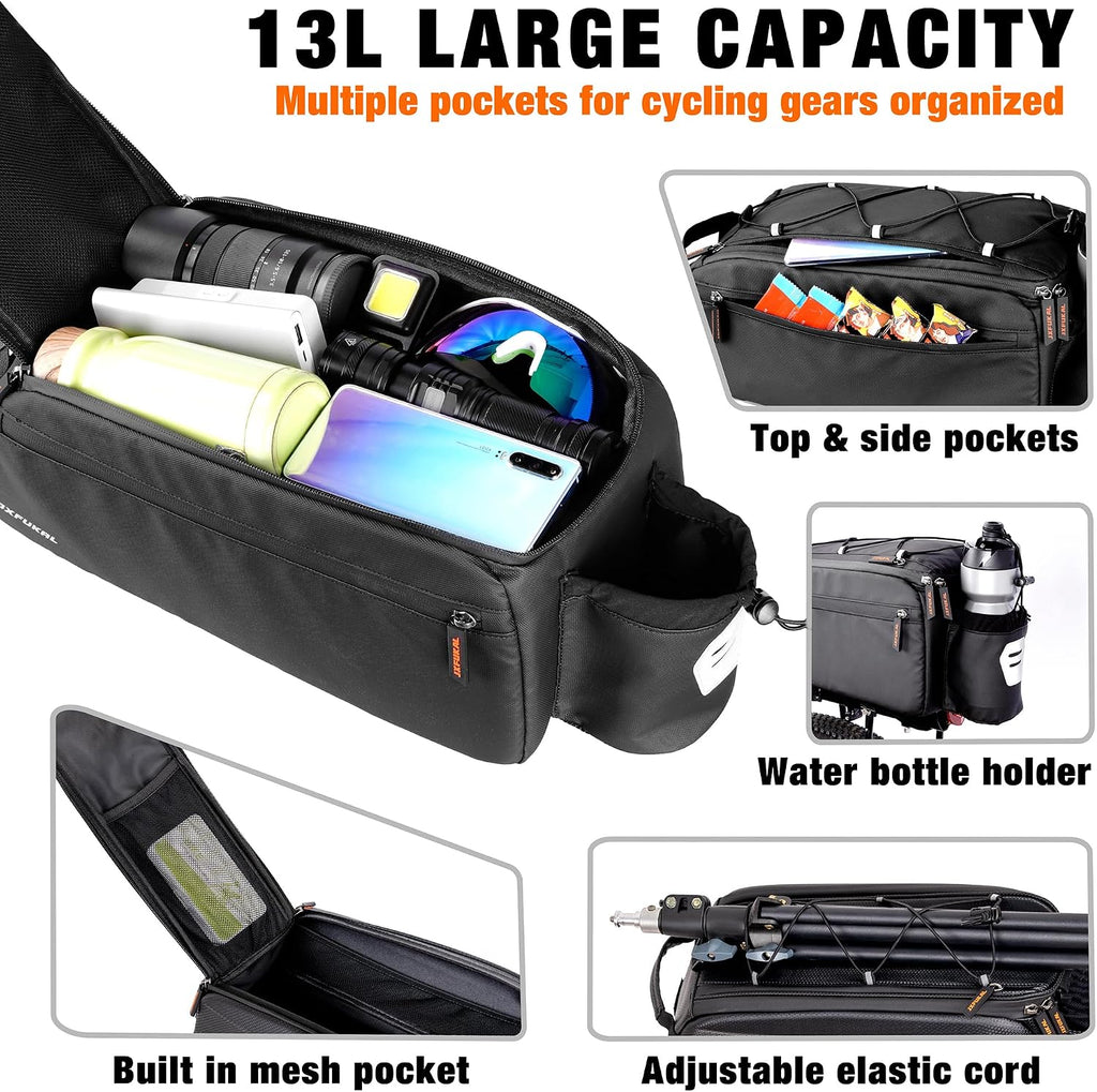 JXFUKAL Bike Bags for Bicycle Rear Rack, 13L/20L Supportive Bike Rack Bag