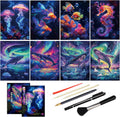 Scratch Art Adult DIY Paint by Scratch Rainbow Scratch Paper Art Colorful Sketches Scratch with 5 Scratch Tool for DIY Craft Gift（Ocean World）