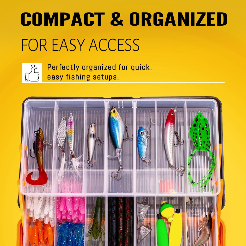 Large 3-Layer Fishing Tackle Box Lures with Tackle Included 448 Pcs