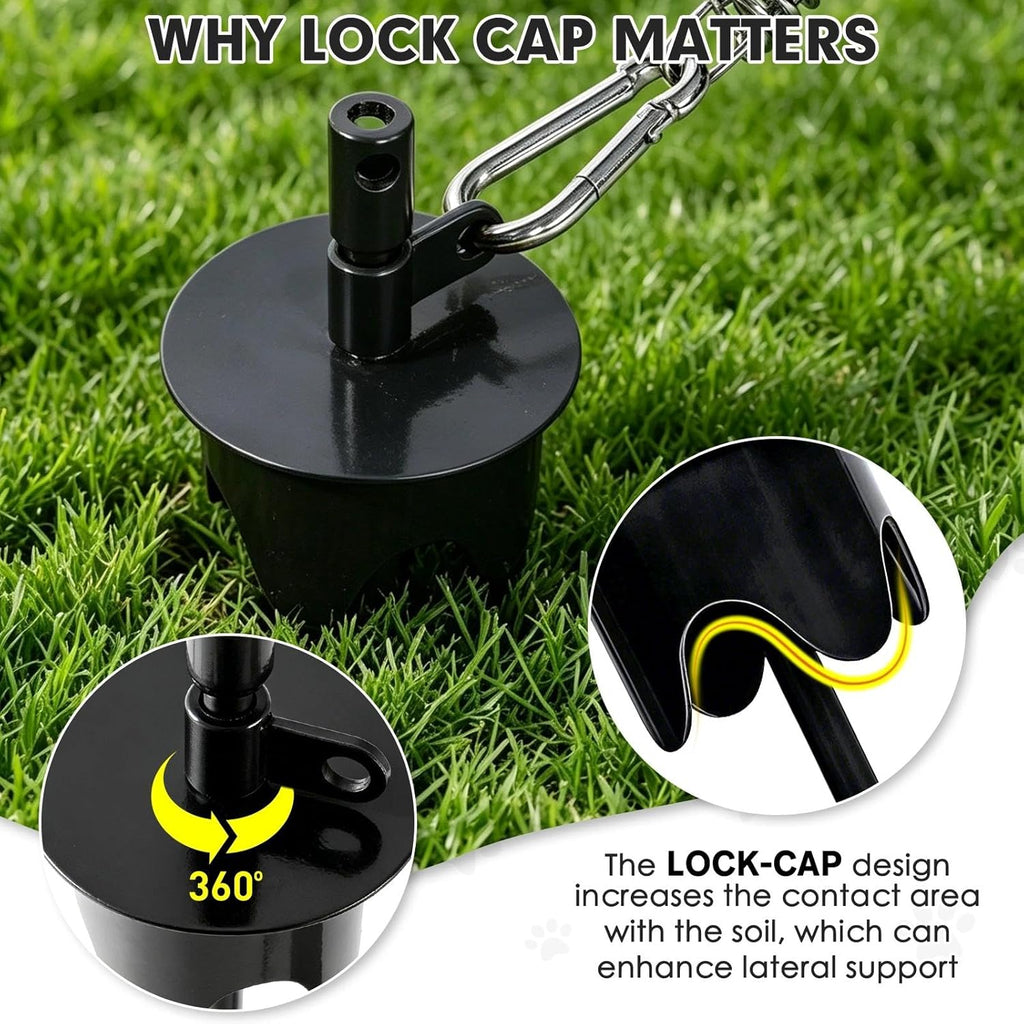 Dog Tie Out Stake with Lock-Cap,Heavy Duty Dog Stake for Outside